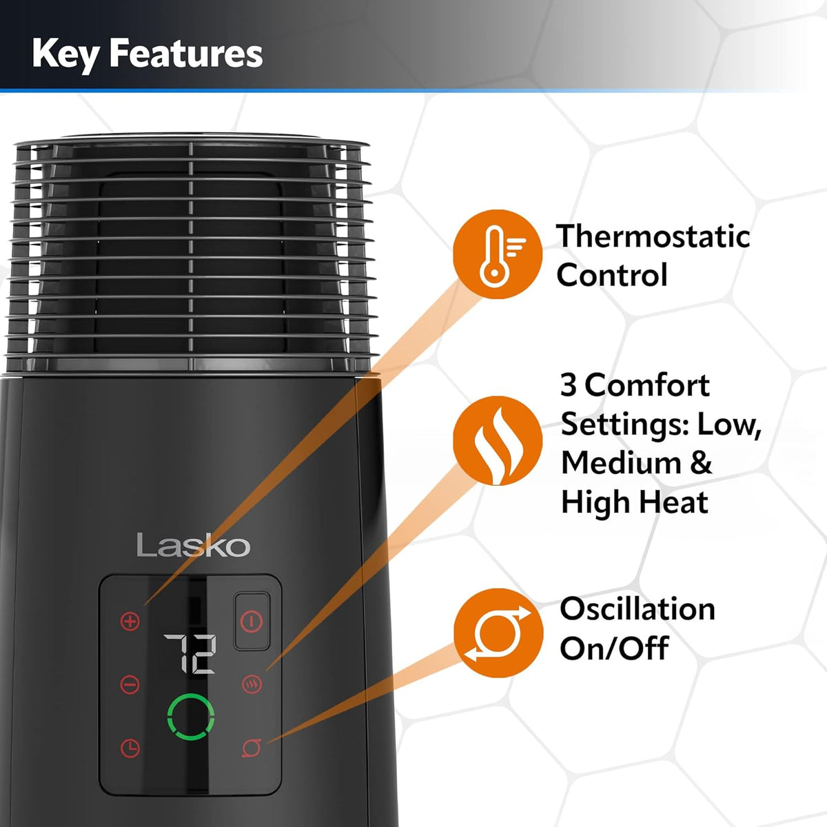 Black 1500W Oscillating Ceramic Tower Heater D87768