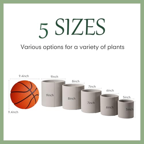 Gray 5 Inch Cement Plant Pots with Drainage Hole Q9829