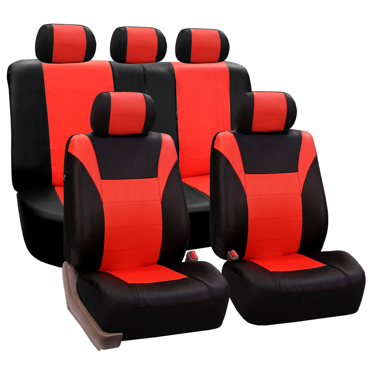 Red Faux Leather Seat Cover Full Set G33115