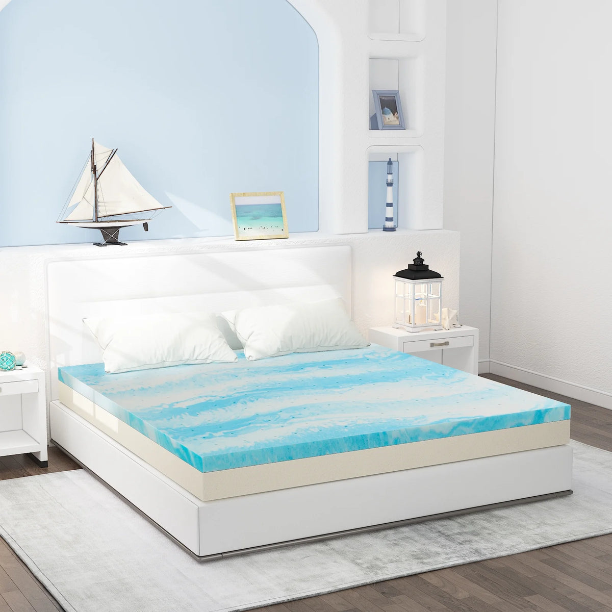 2 Inch Twin Size Cool Gel Memory Foam Mattress Topper T3574
