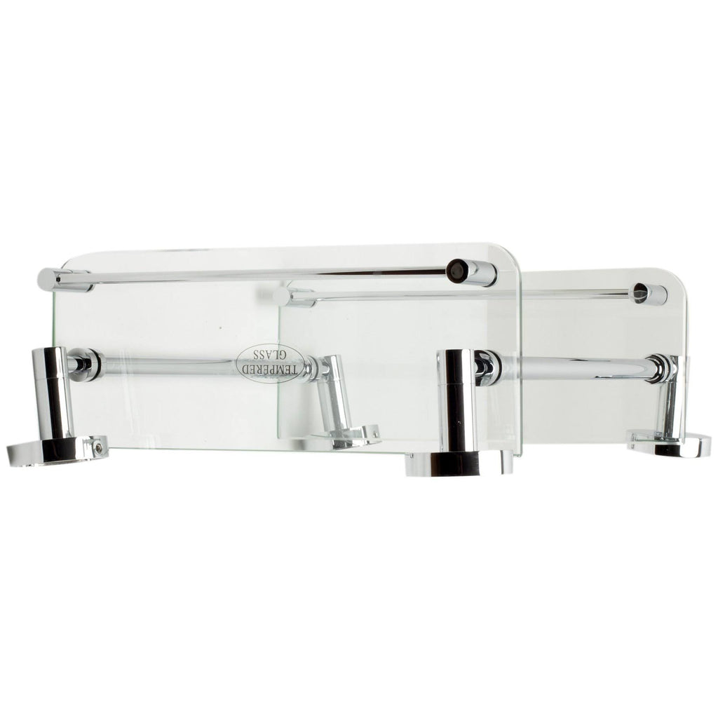 Polished Chrome Double Glass Shower Shelf Q96438