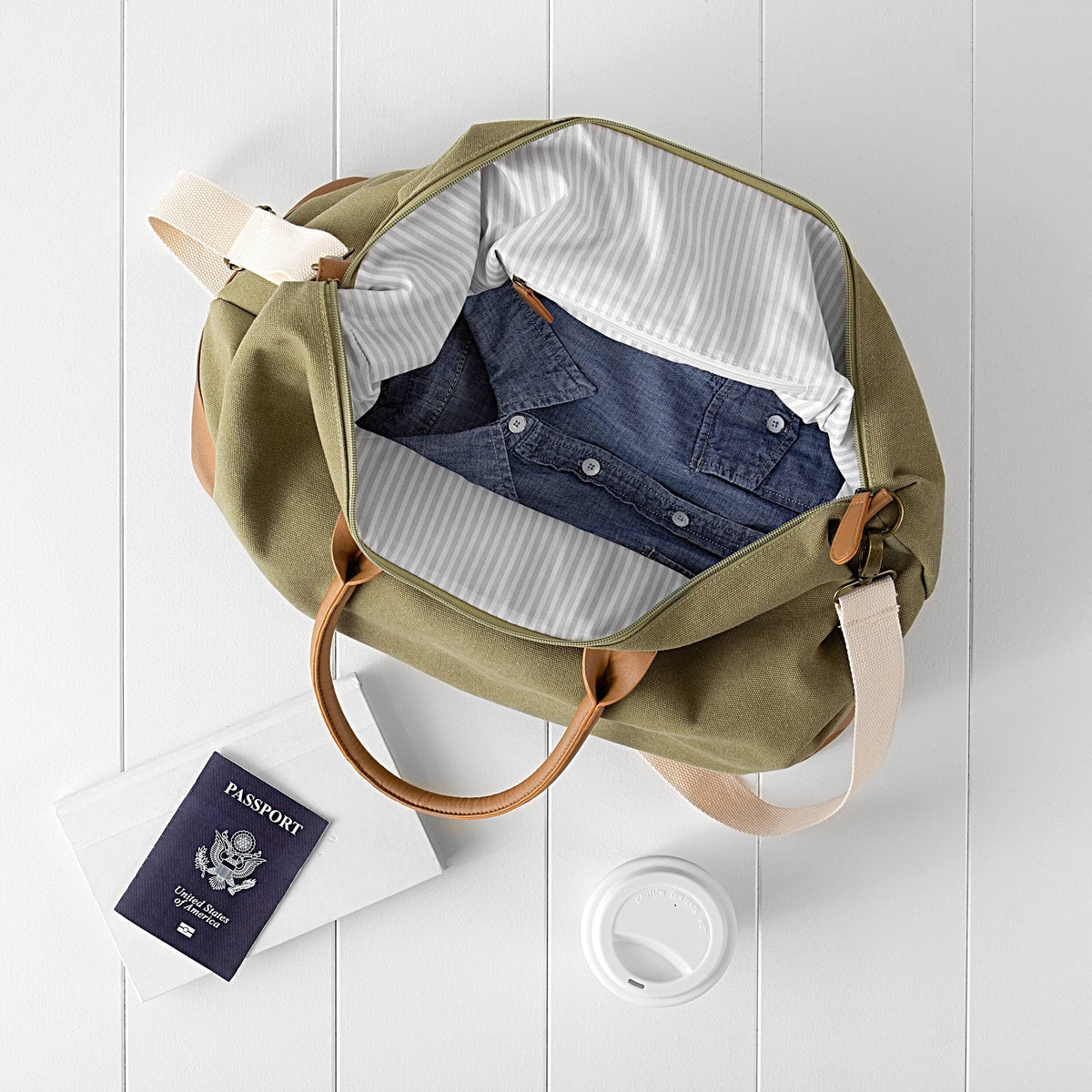 Green Washed Canvas Weekender F78857