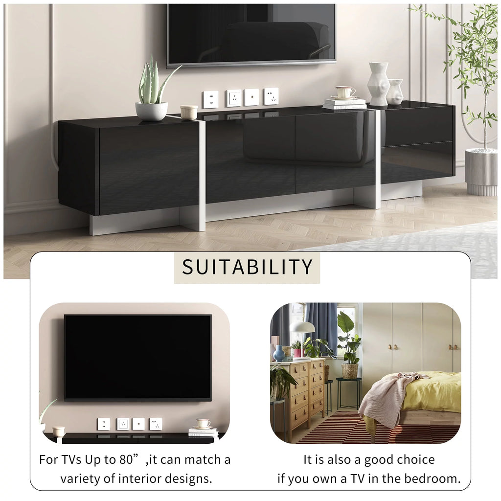 White & Black Contemporary Rectangle TV Stand K31399