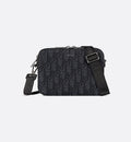 Black Oblique Jacquard Zipped Pouch with Strap I447750