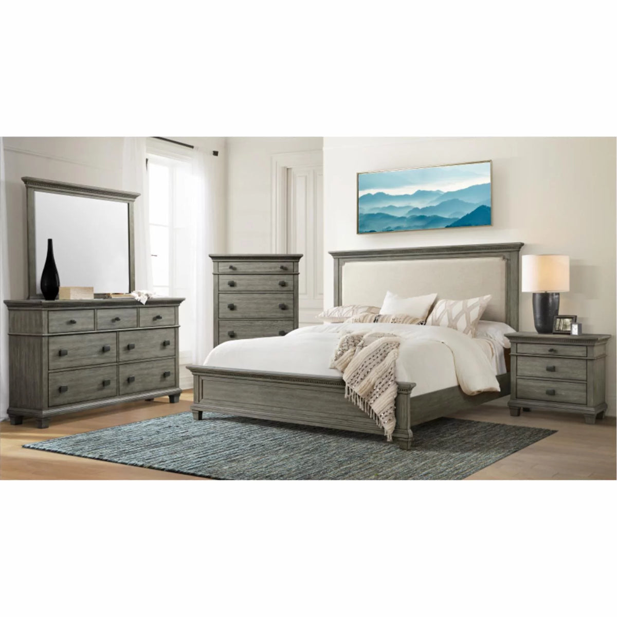 King Grey Wood Panel Bed B52591