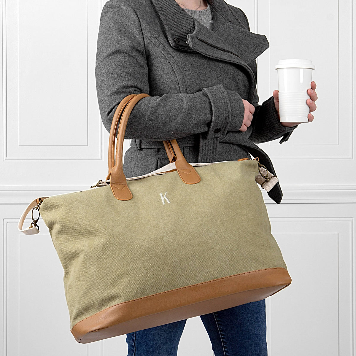 Green Washed Canvas Weekender F78857