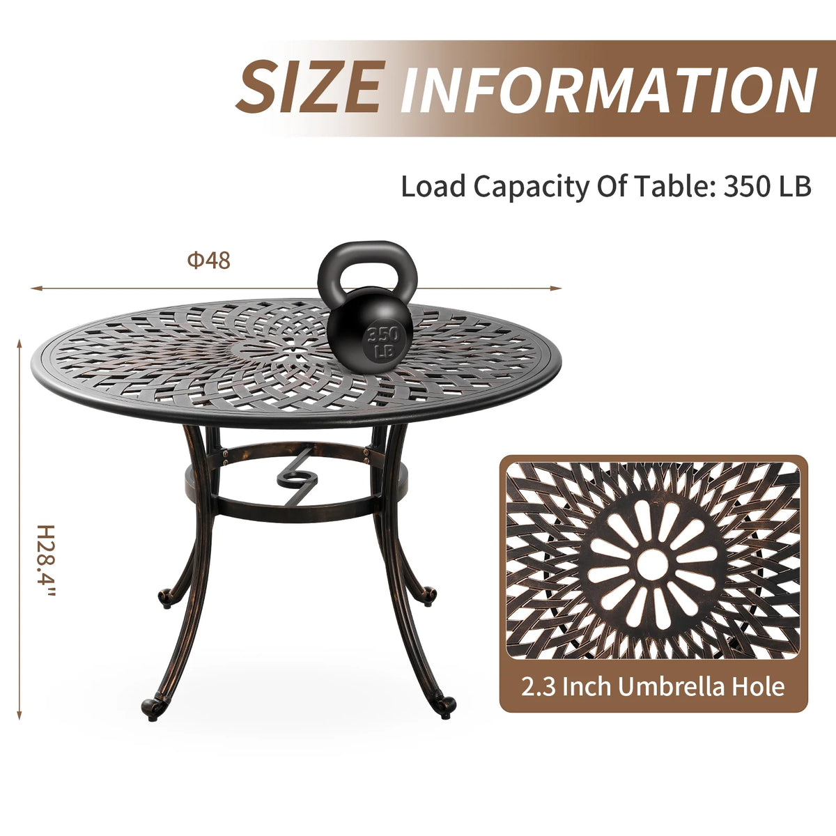 5 Piece Cast Aluminum Patio Dining Set with Umbrella Hole G467115