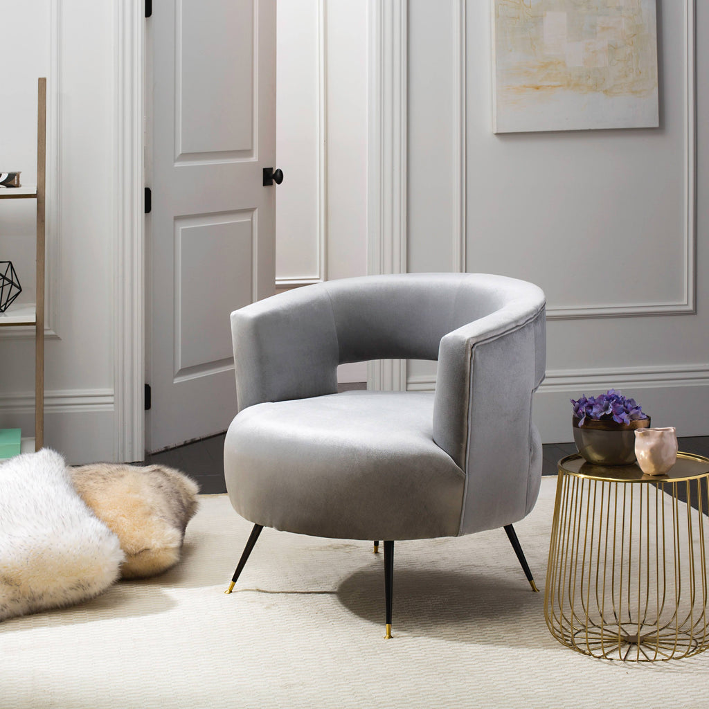 Light Grey Velvet Accent Chair K957