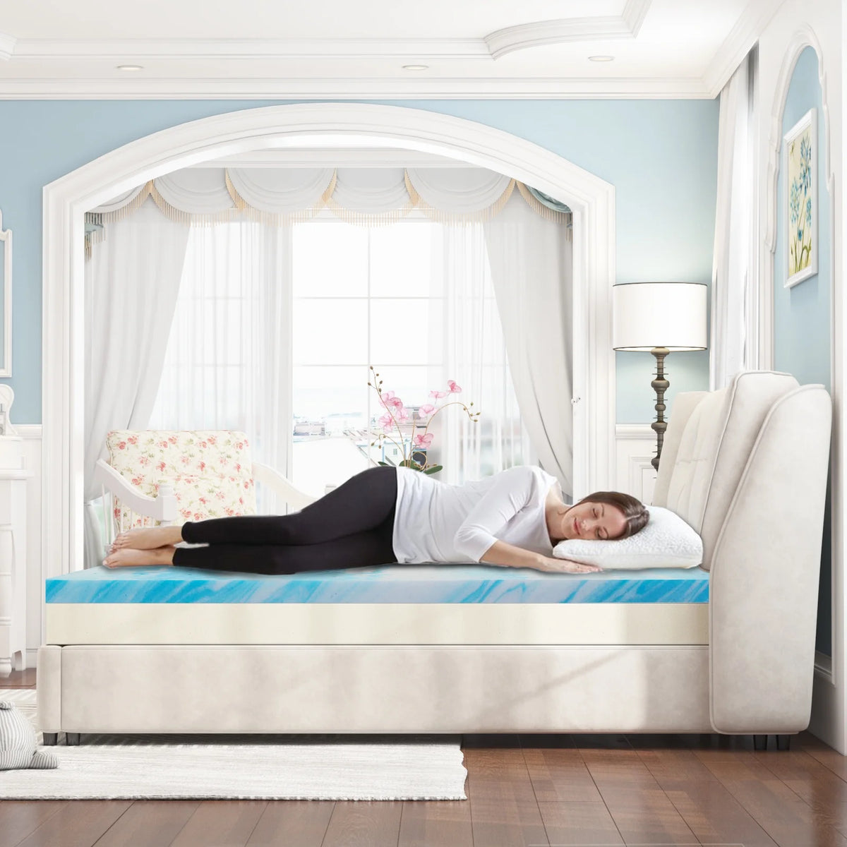 2 Inch Twin Size Cool Gel Memory Foam Mattress Topper T3574