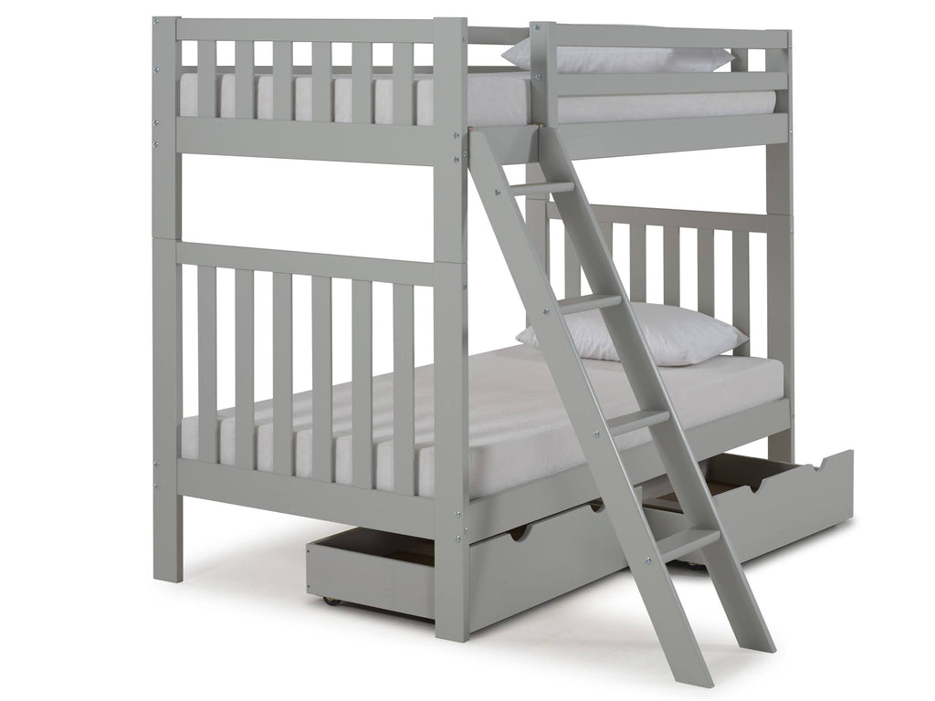 Twin Over Twin Bunk Bed with Storage Drawers, Dove Gray A206