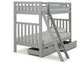 Twin Over Twin Bunk Bed with Storage Drawers, Dove Gray A206