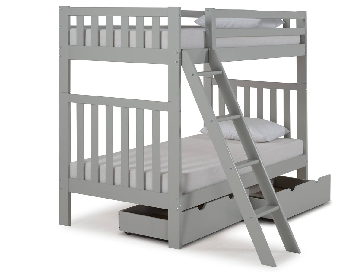 Twin Over Twin Bunk Bed with Storage Drawers, Dove Gray A206