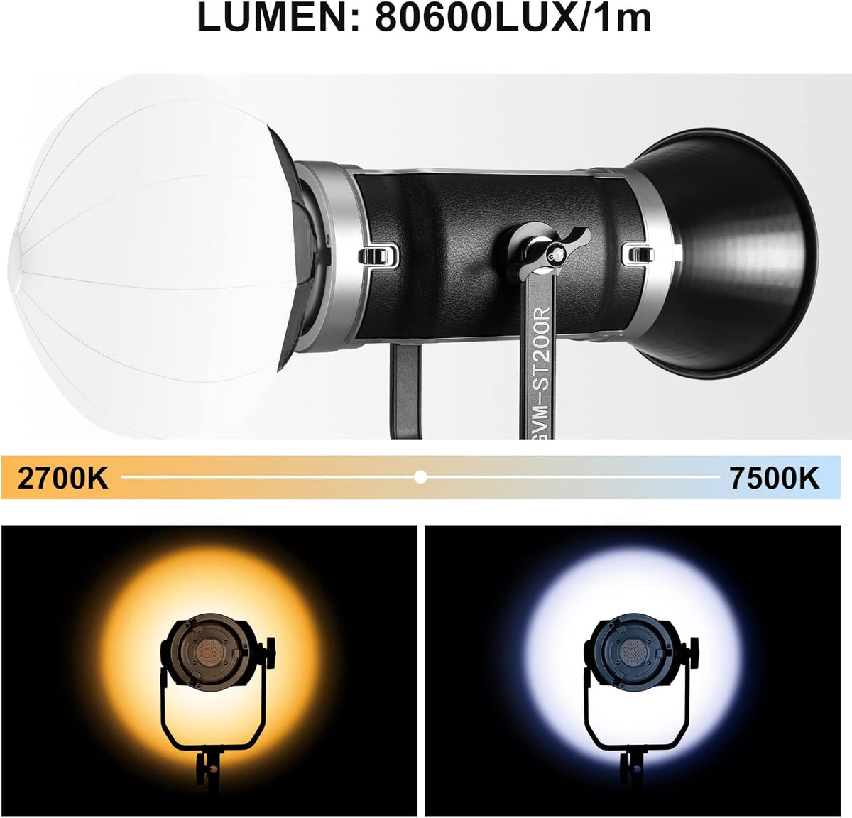 Dual Head Video Light 200W Bi-Color Continuous Lighting with Bowens, V-Mount, DMX, RGB, CRI97, 2700-7500K M212577