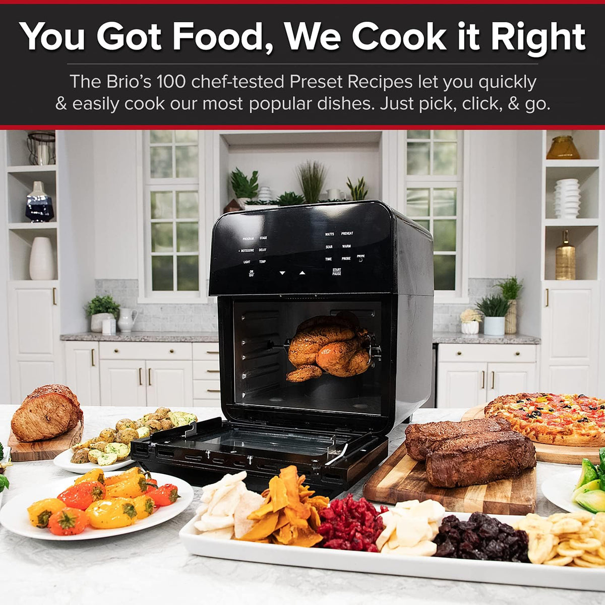 15.5-Qt Air Fryer Smart Oven with Rotisserie and Temperature Probe V4540