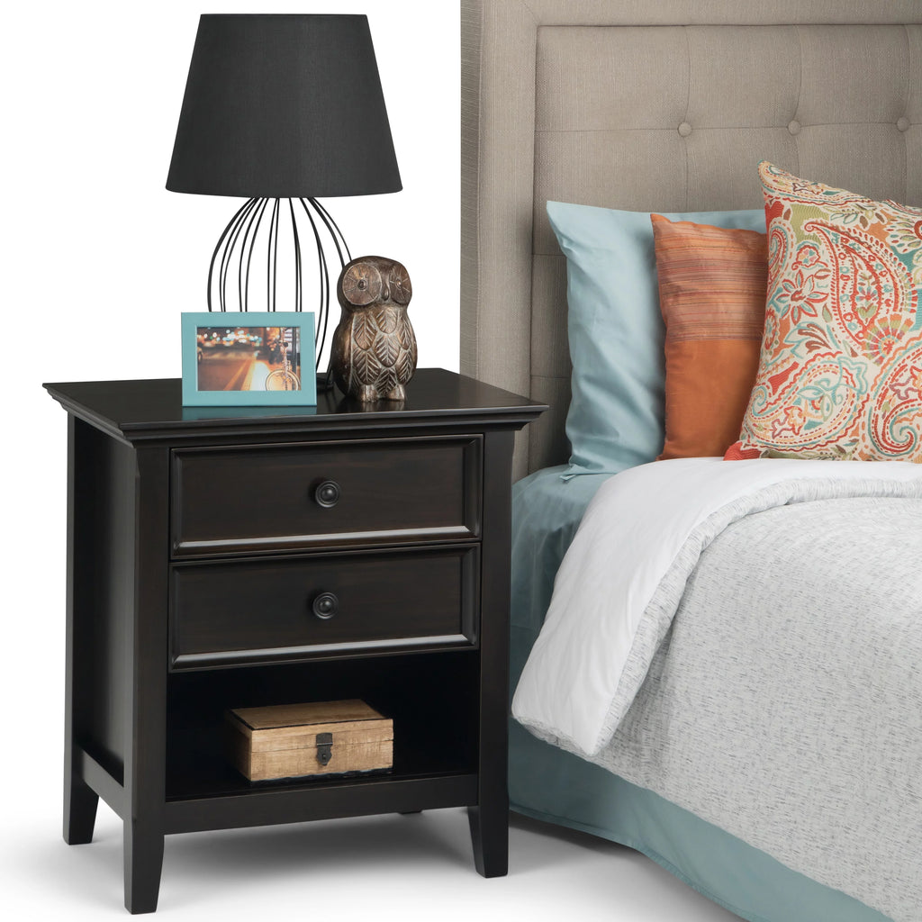 Solid Wood 24 inch Wide Bedside Nightstand Table Rustic Natural Aged Brown V6301
