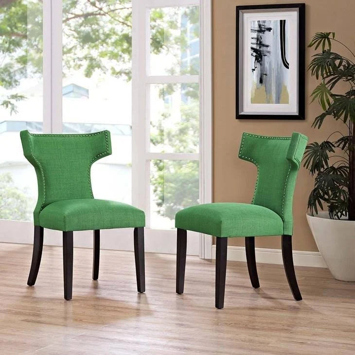 Light Gray Fabric Dining Side Chair Set of 2 J467734