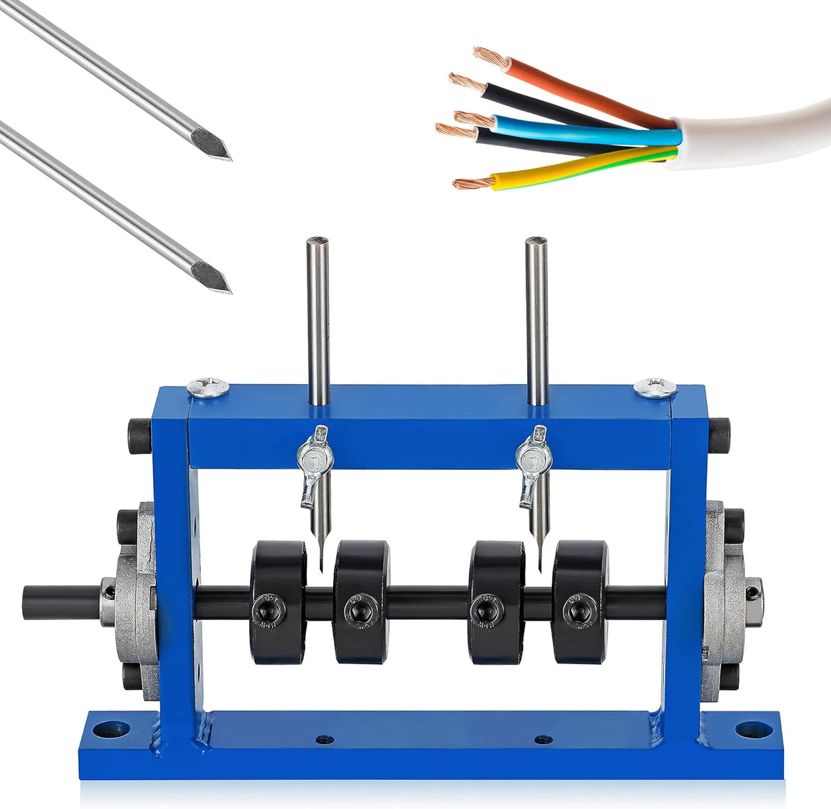 Wire Stripper Machine Manual Wire Stripping Tool with 2 Replacement Blades N179086