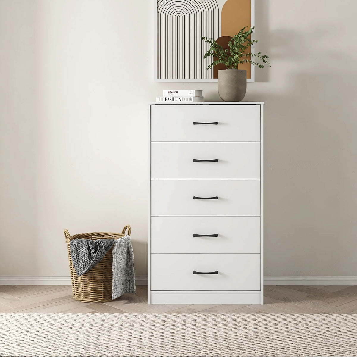 White 5 Drawer Dresser G306