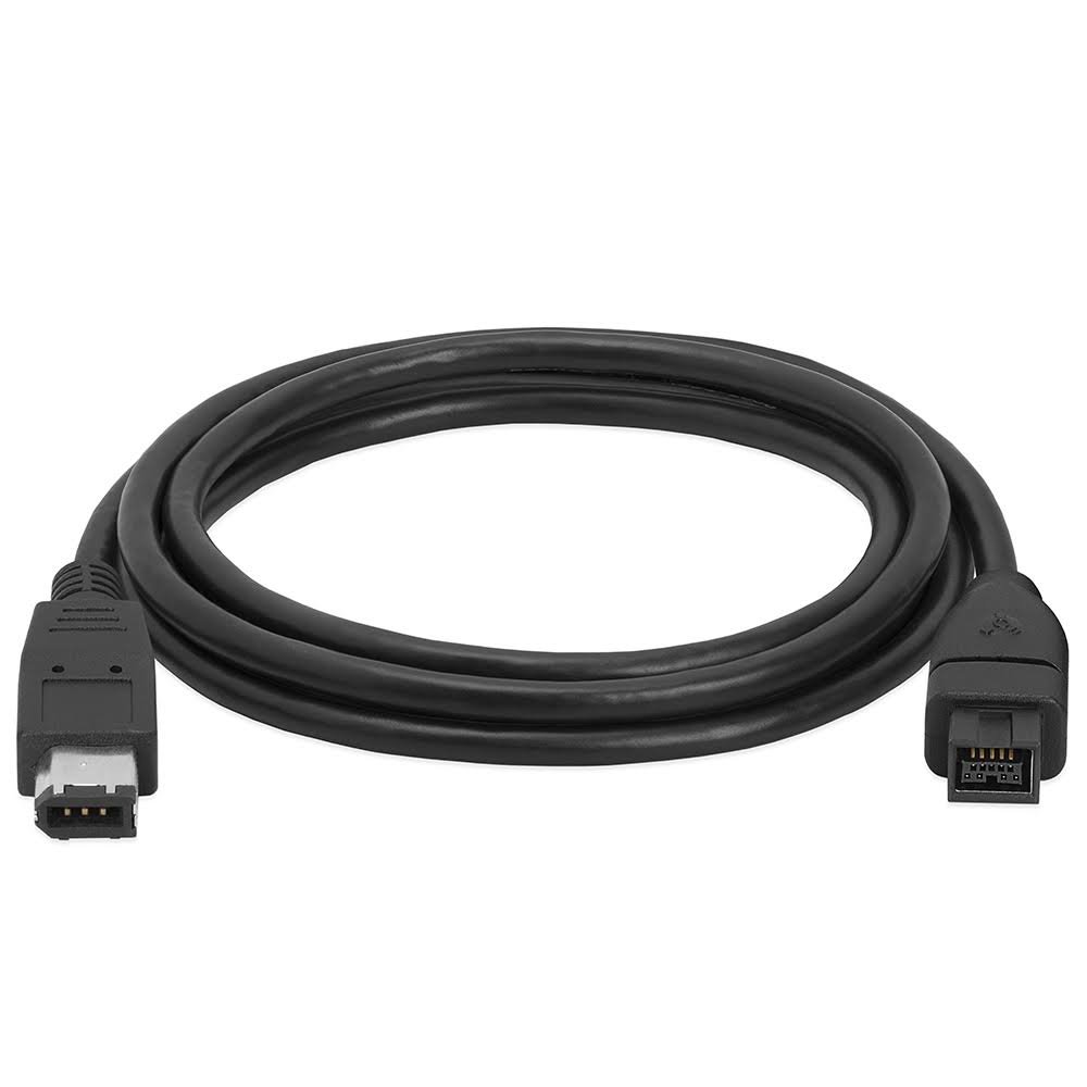 9 PIN/6PIN Firewire 800 to Firewire 400 Cable, 6ft, Black H356442
