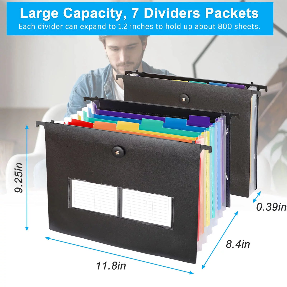 3 Pack Letter Size Hanging File Folders with Multi-Color Tabs K197