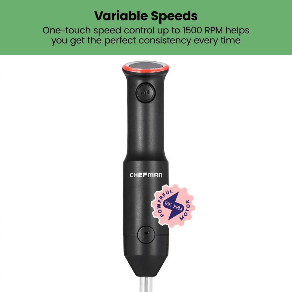 Black Cordless Handheld Immersion Blender with Stainless-Steel Blade T5467