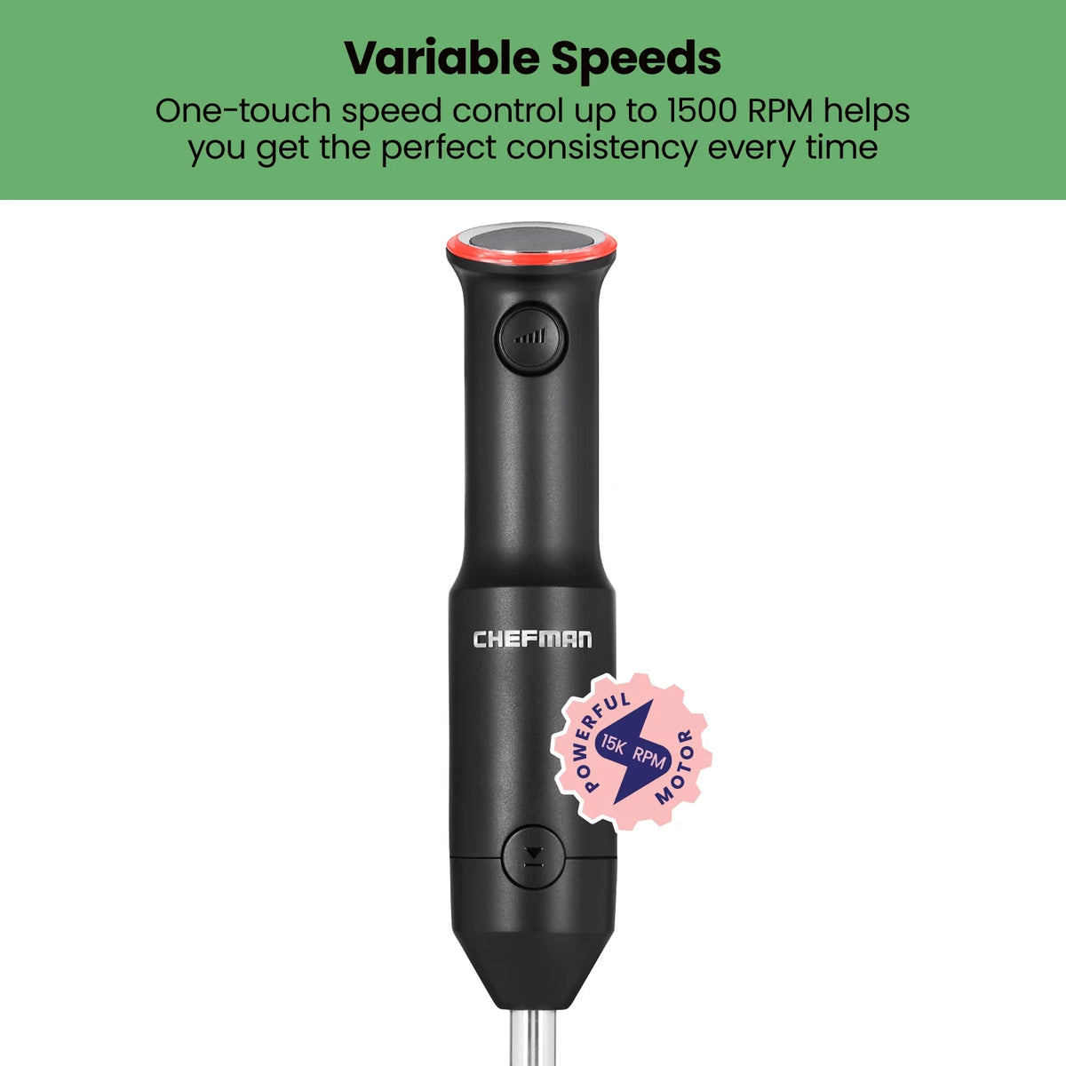 Black Cordless Handheld Immersion Blender with Stainless-Steel Blade T5467