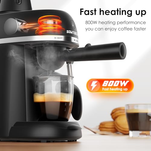 Black 3.5 Bar Espresso Cappuccino Machine with Milk Frother, 800W N71294