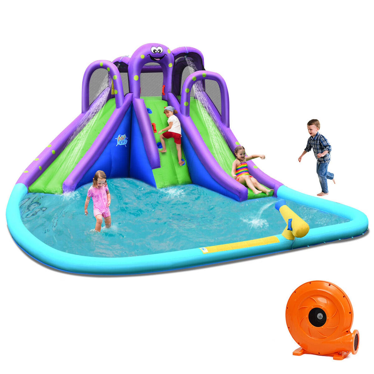 Inflatable Water Park Bounce House with Dual Slide Climbing Wall P871893