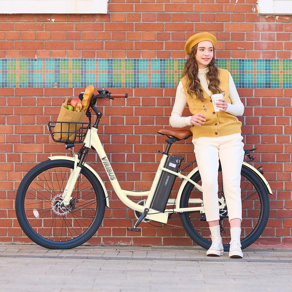 Electric Bike with Pedal Assist 48V Battery, Black Y435723