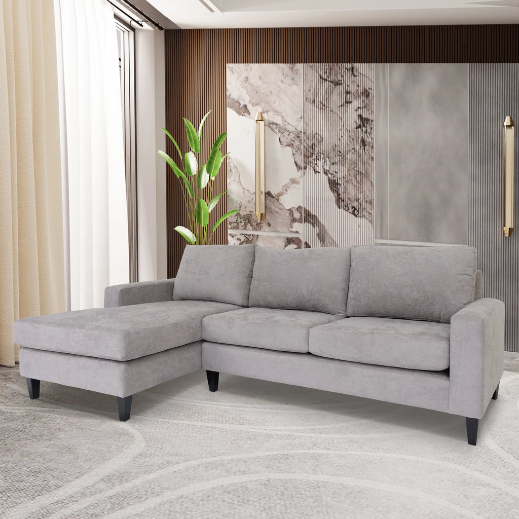 Grey L Shaped Sectional Sofa with Solid Wood Frame N8158