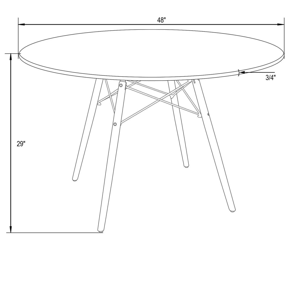 Round Wooden Top Dining Table with Eiffel Base J859945