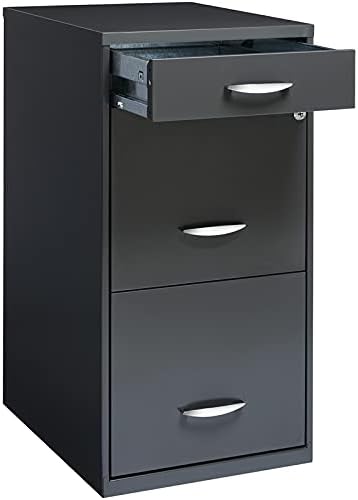 18 inch 3 Drawer Metal File Cabinet with Pencil Drawer Charcoal C1571