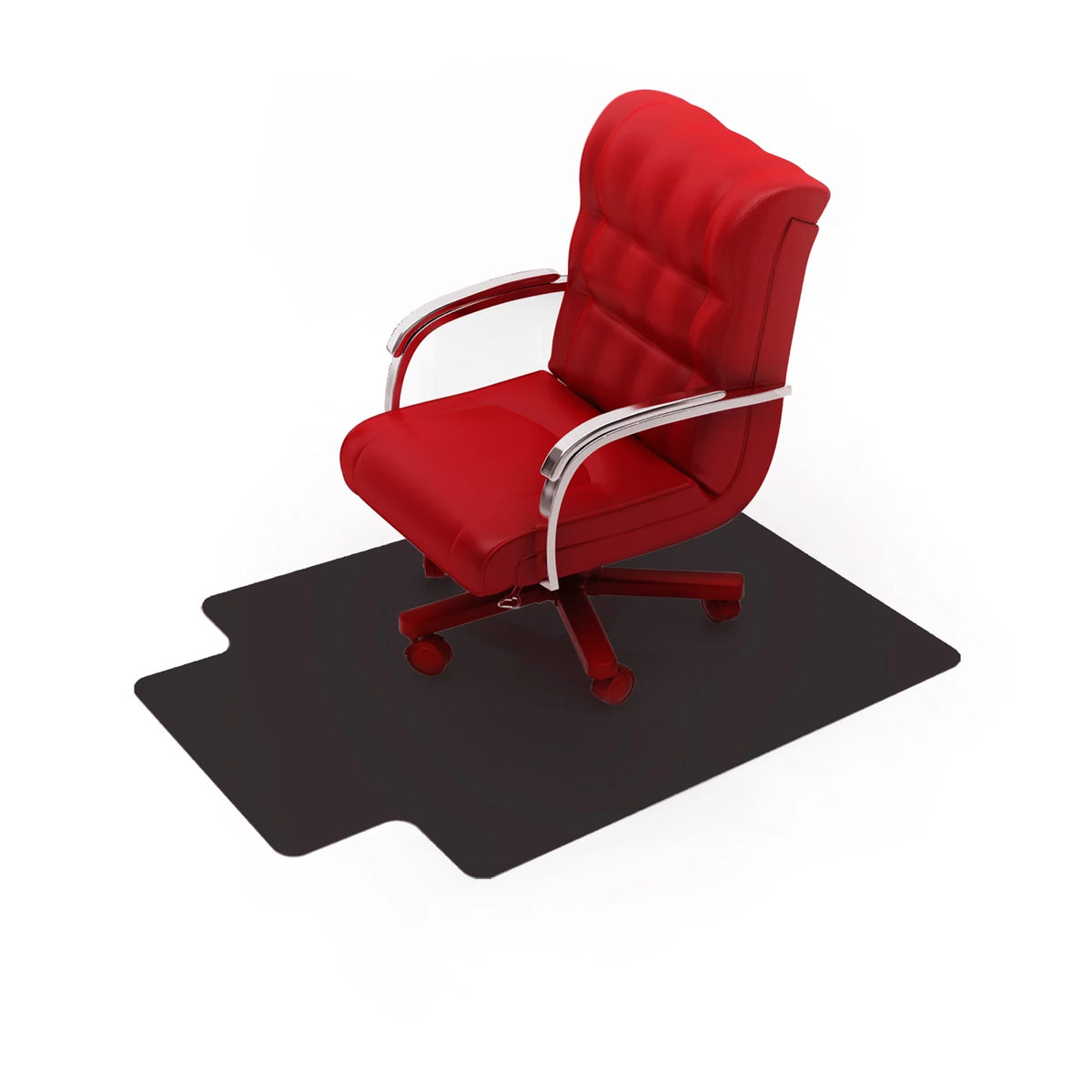 Black Vinyl Lipped Chair Mat for Carpets 45" x 53" E7119