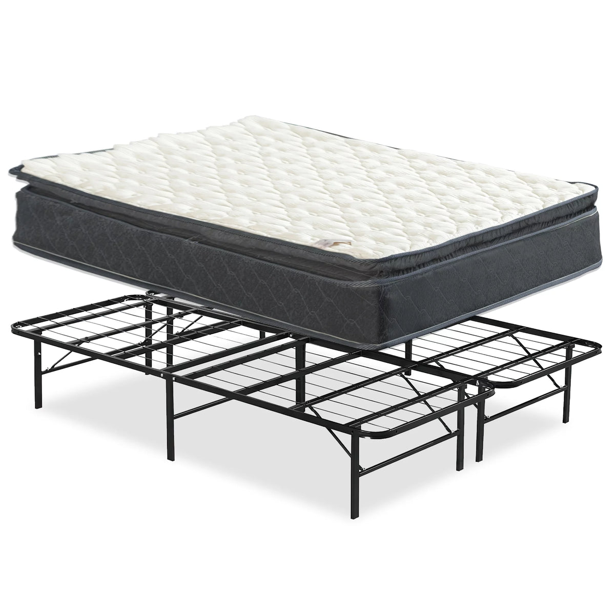 10-Inch Medium Pillow Top Hybrid Mattress and 14 Metal Platform Bed King D642237