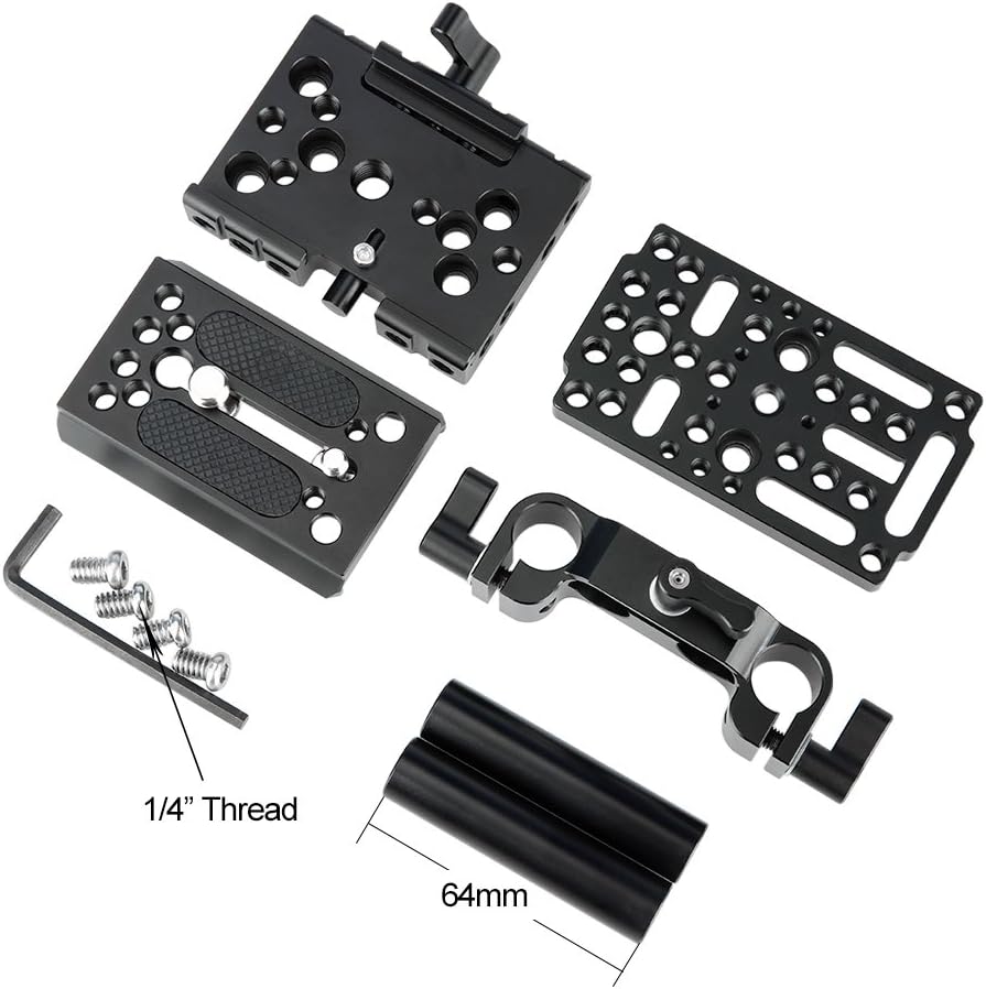 15mm Rail Riser Rig System Quick Release Base Kit with QR Plate Rod Riser Clamp Short Rods S798