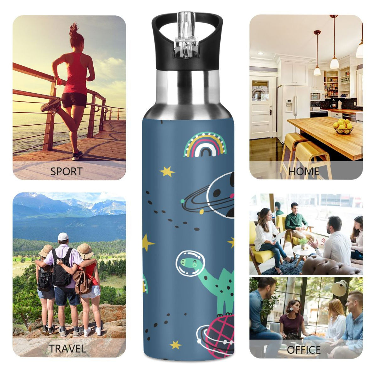 Stainless Steel Insulated Water Bottle with Straw Lid S2816