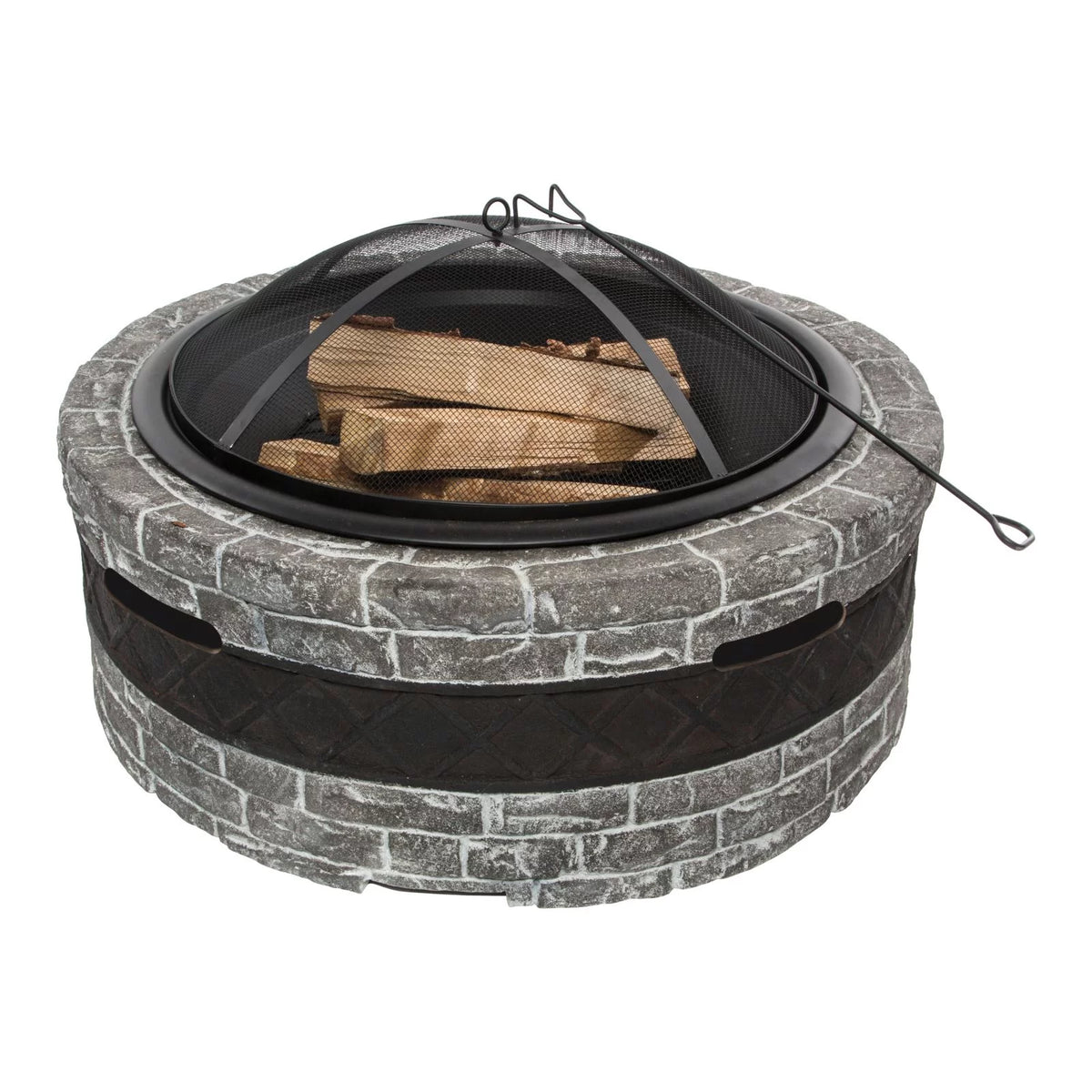 Wood Burning Fire Pit with Dome Screen & Poker M239