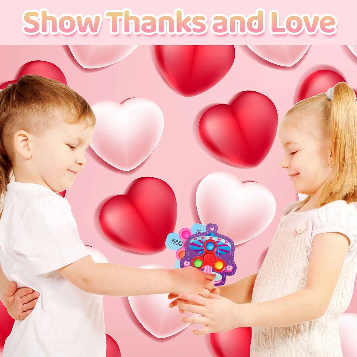 28 Packs Valentines Cards with Fidget Spinner X9808