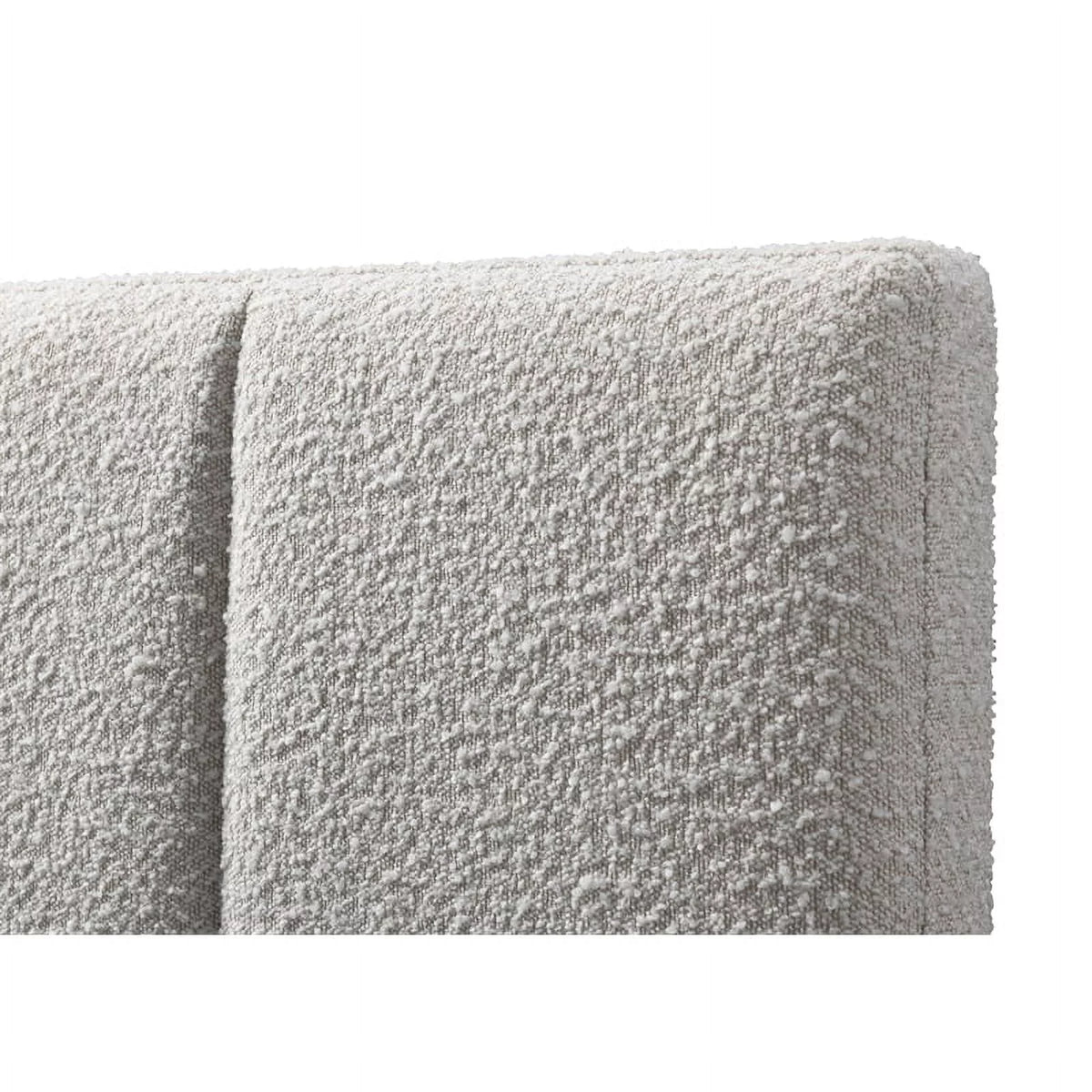 Queen Bed Cream Beige Boucle Fabric A605121