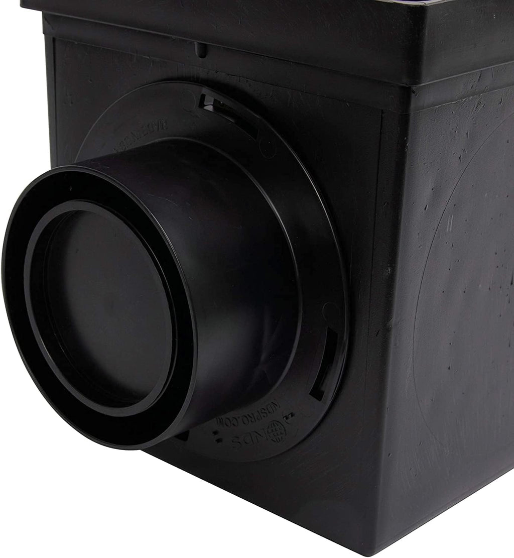 Square Catch Basin Drain Kit with 2-Opening, 2 Adapters, 1 Outlet Plug, 9-Inch Black Plastic Grate S324