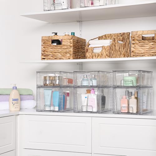 4 Pack Clear Stackable Plastic Storage Drawers R5315