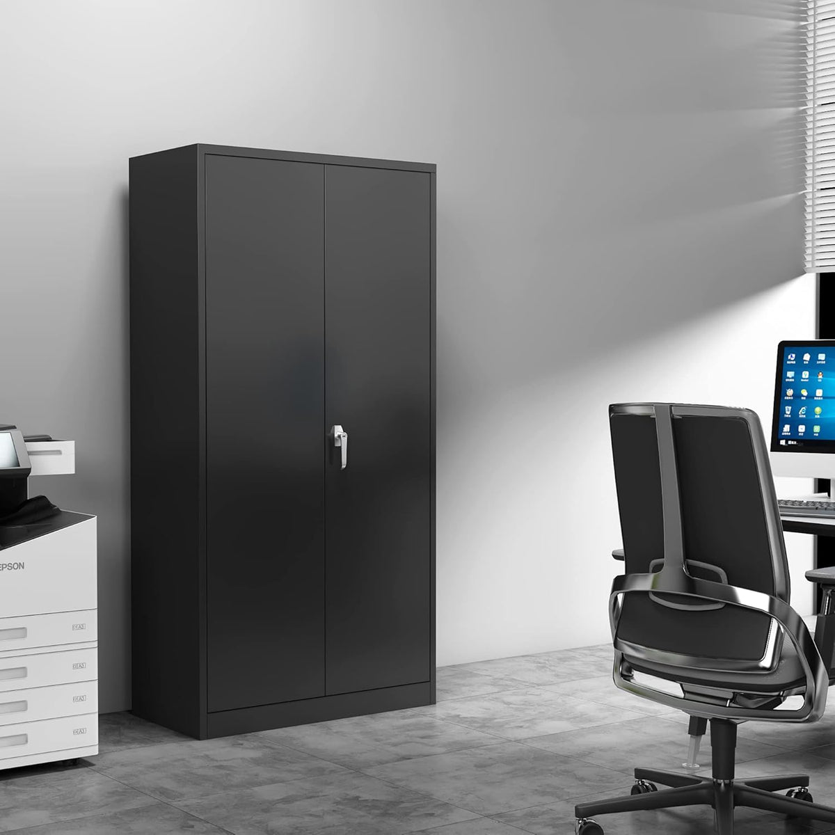 72 Inches Steel Locking Storage Cabinet with 4 Adjustable Shelves I6115