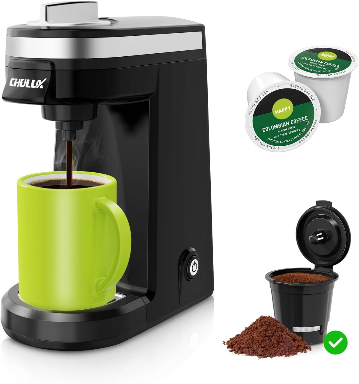Mini 2 in 1 Single Serve Coffee Maker for K Cup & Ground Coffee J150