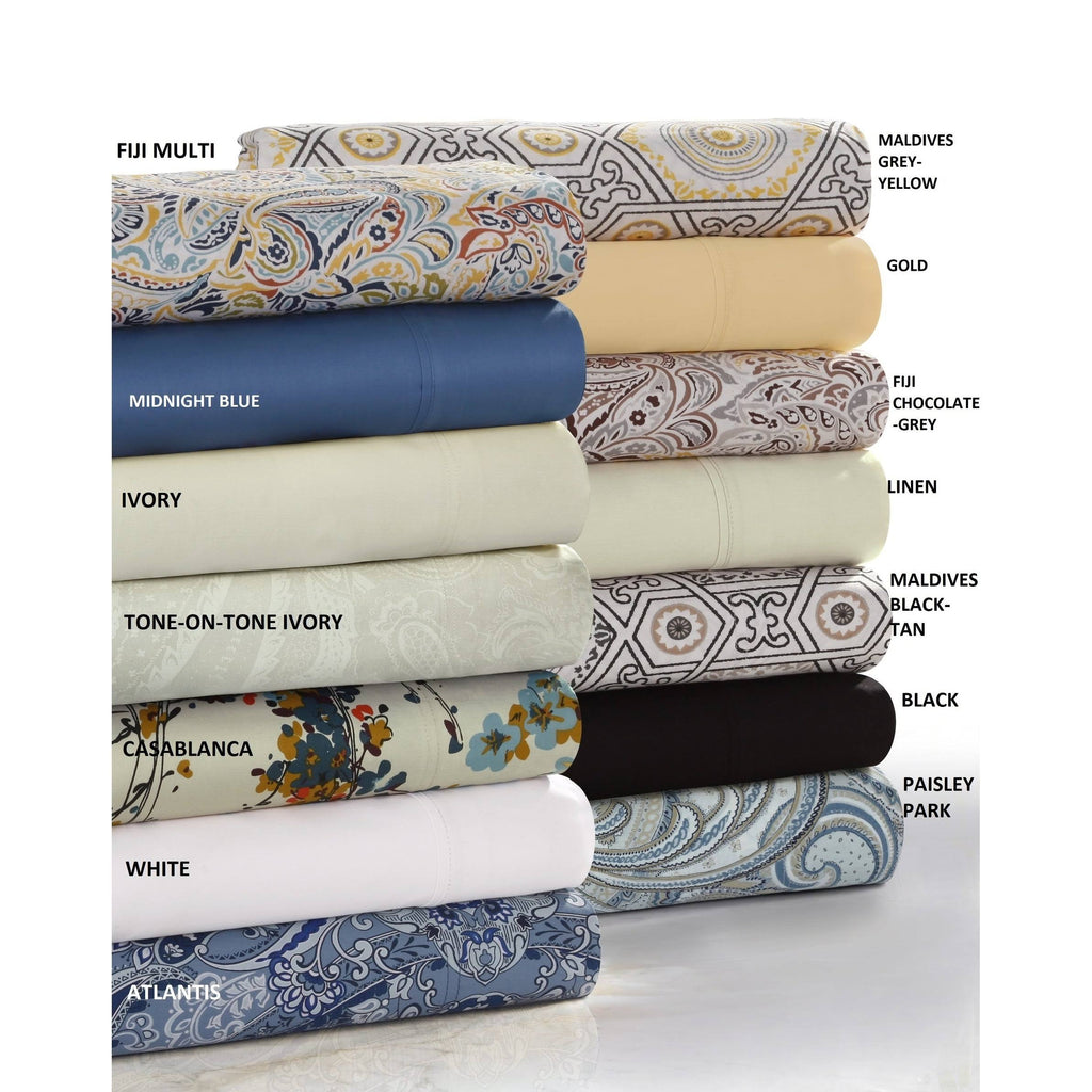 300 Thread Count Cotton Sateen Deep Pocket Bed Sheet Set - Twin T20986
