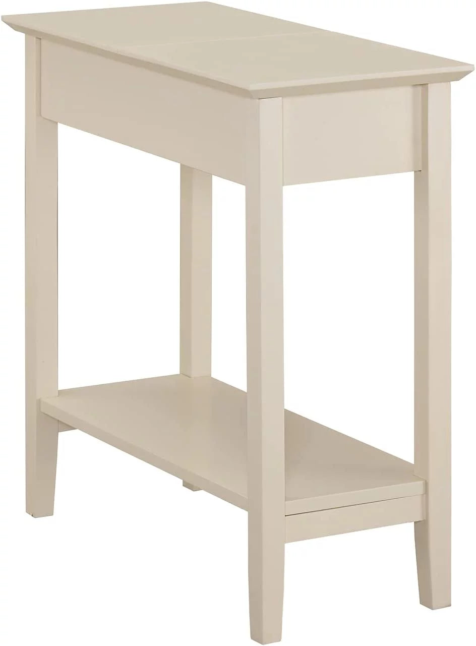 Cream Narrow End Table with Storage Shelf Z7996