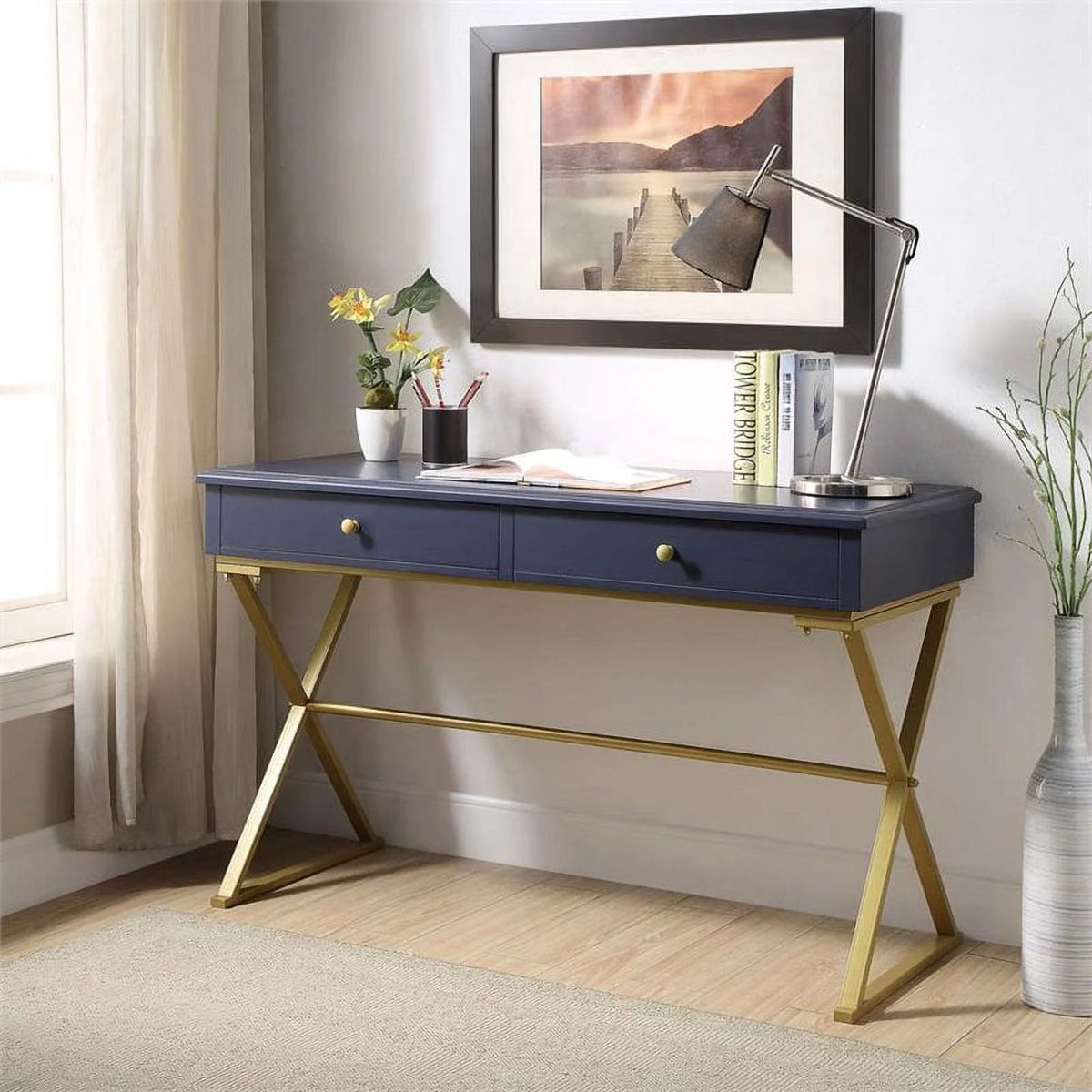 Blue and Gold Writing Desk S645