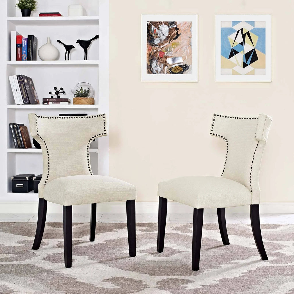 Light Gray Fabric Dining Side Chair Set of 2 J467734