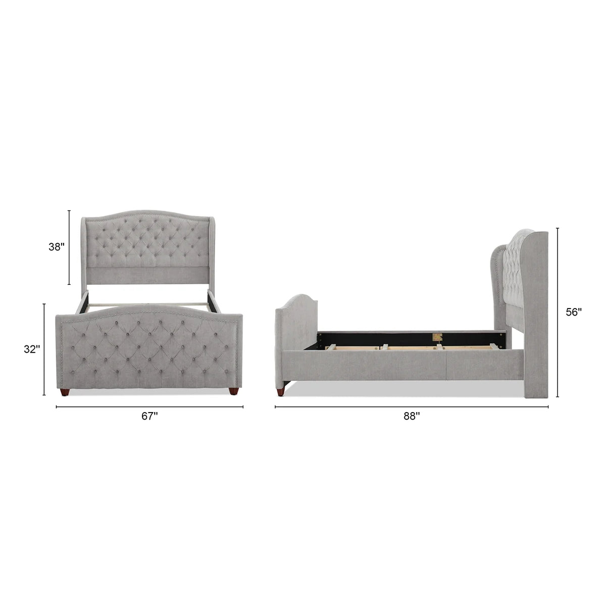 Tufted Wingback Queen Bed E450