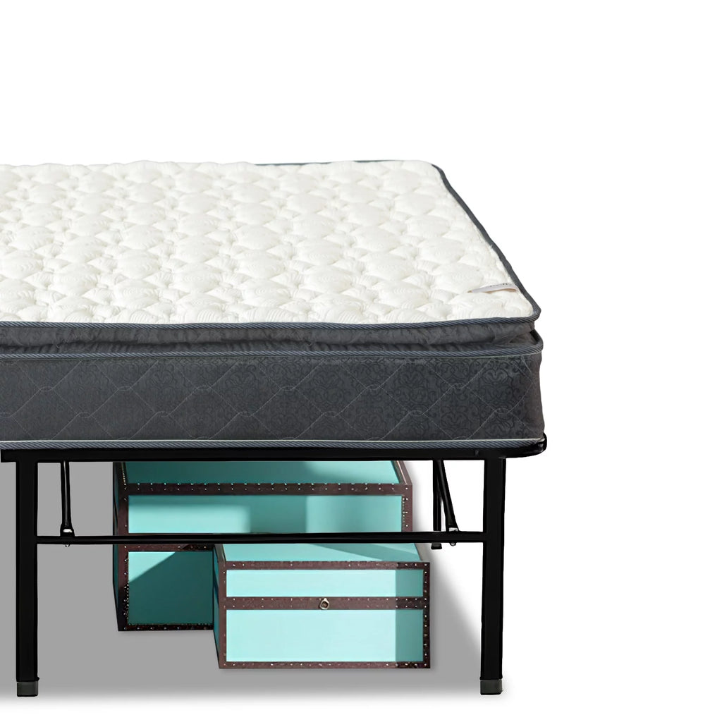 10-Inch Medium Pillow Top Hybrid Mattress and 14 Metal Platform Bed King D642237