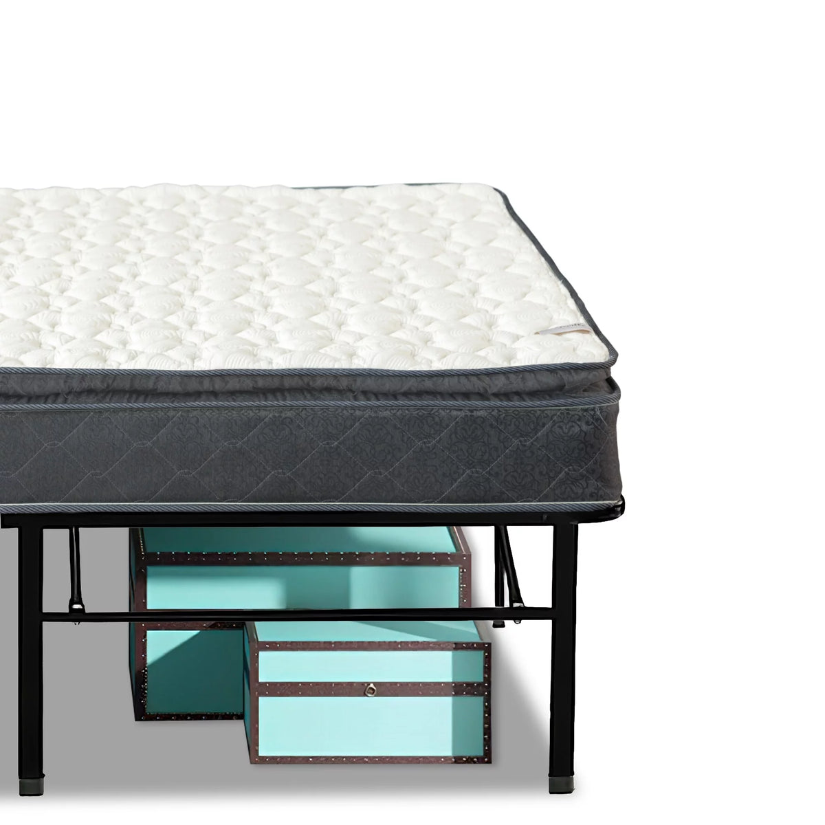10-Inch Medium Pillow Top Hybrid Mattress and 14 Metal Platform Bed King D642237